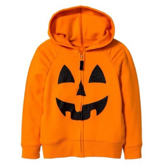Cat & Jack Other - Pumpkin hoodie jack o lantern black glitter 18M